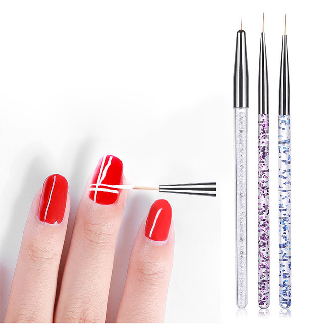 3PCS Nail Art Liner Brushes UV Gel Painting Acrylic Nail Brushes Nail Art  Brush Pen For Long Lines Details Fine Nail Designs - AliExpress